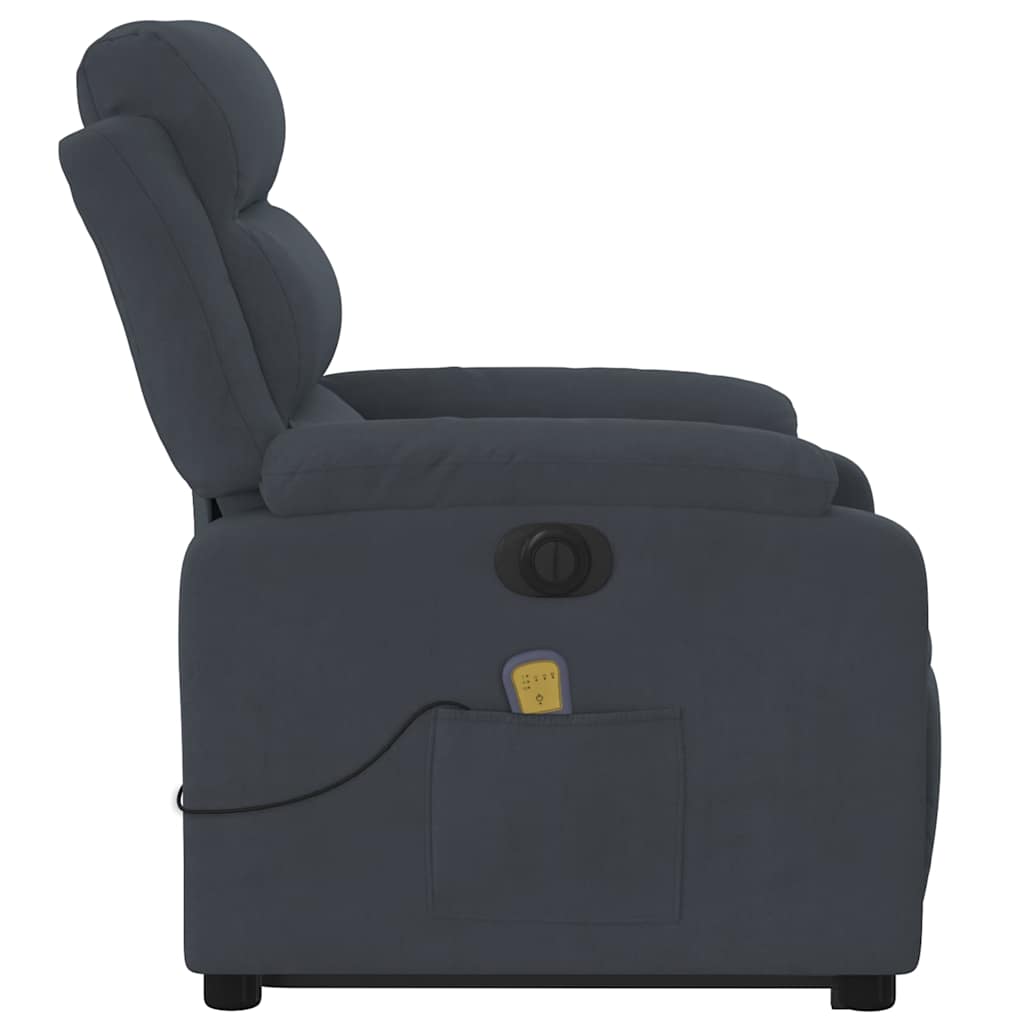 Poltrona Alzapersona Massaggio Elettrica Grigio Scuro Velluto | homemem39