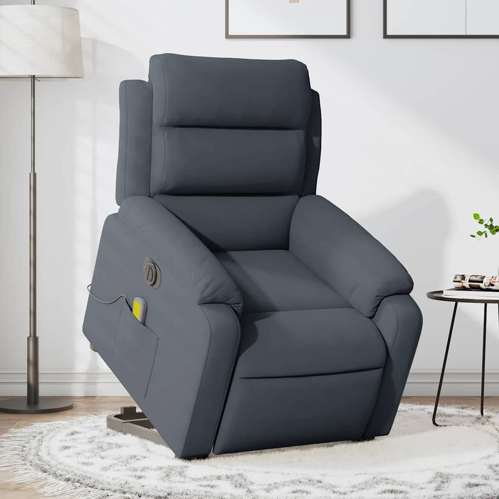 Poltrona Alzapersona Massaggio Elettrica Grigio Scuro Velluto | homemem39