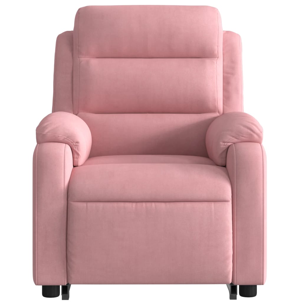 Poltrona Alzapersona Massaggi Elettrica Reclinante Rosa Velluto