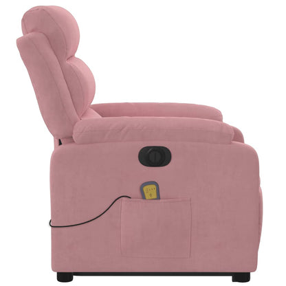 Poltrona Alzapersona Massaggi Elettrica Reclinante Rosa Velluto | homemem39