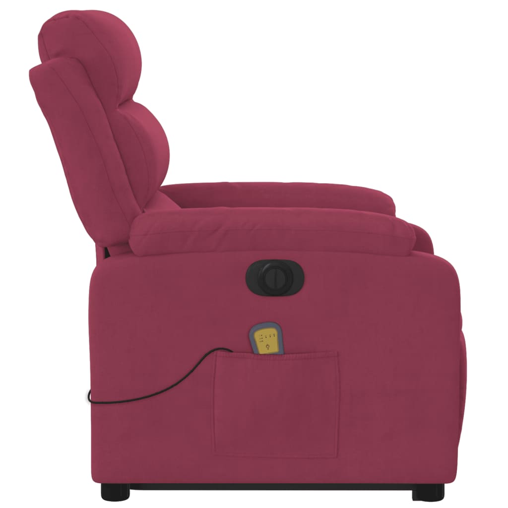Poltrona Alzapersona Massaggiante Elettrica Rosso Vino Velluto | homemem39