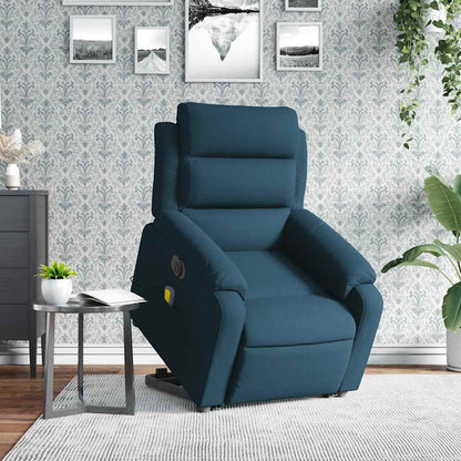Poltrona Alzapersona Massaggi Elettrica Reclinabile Blu Velluto | homemem39