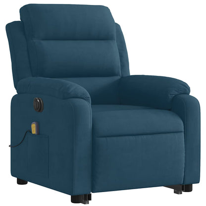 Poltrona Alzapersona Massaggi Elettrica Reclinabile Blu Velluto | homemem39