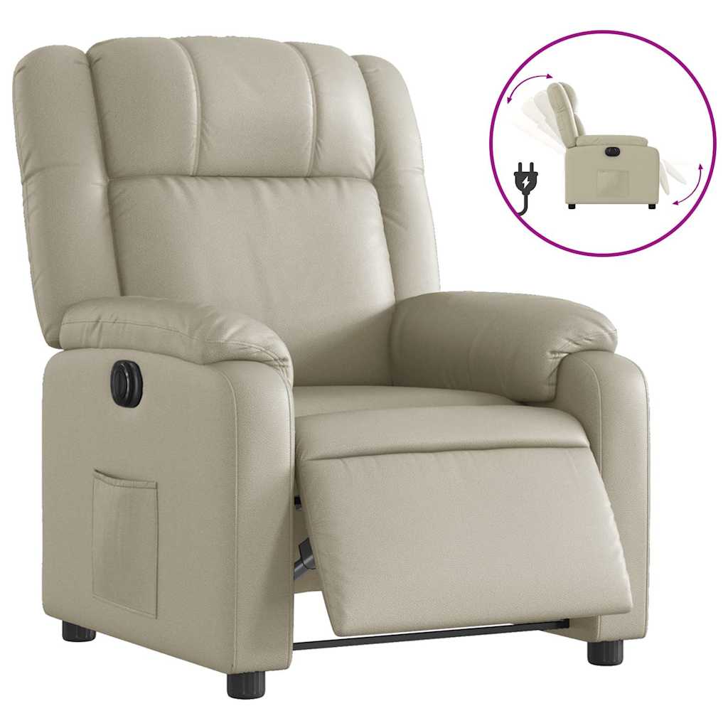 Poltrona Reclinabile Elettrica Crema in Similpelle | homemem39