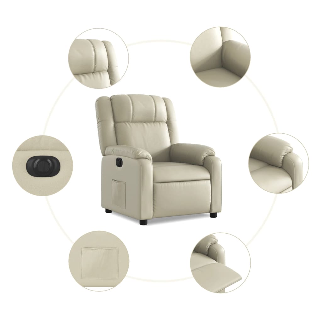 Poltrona Reclinabile Elettrica Crema in Similpelle | homemem39