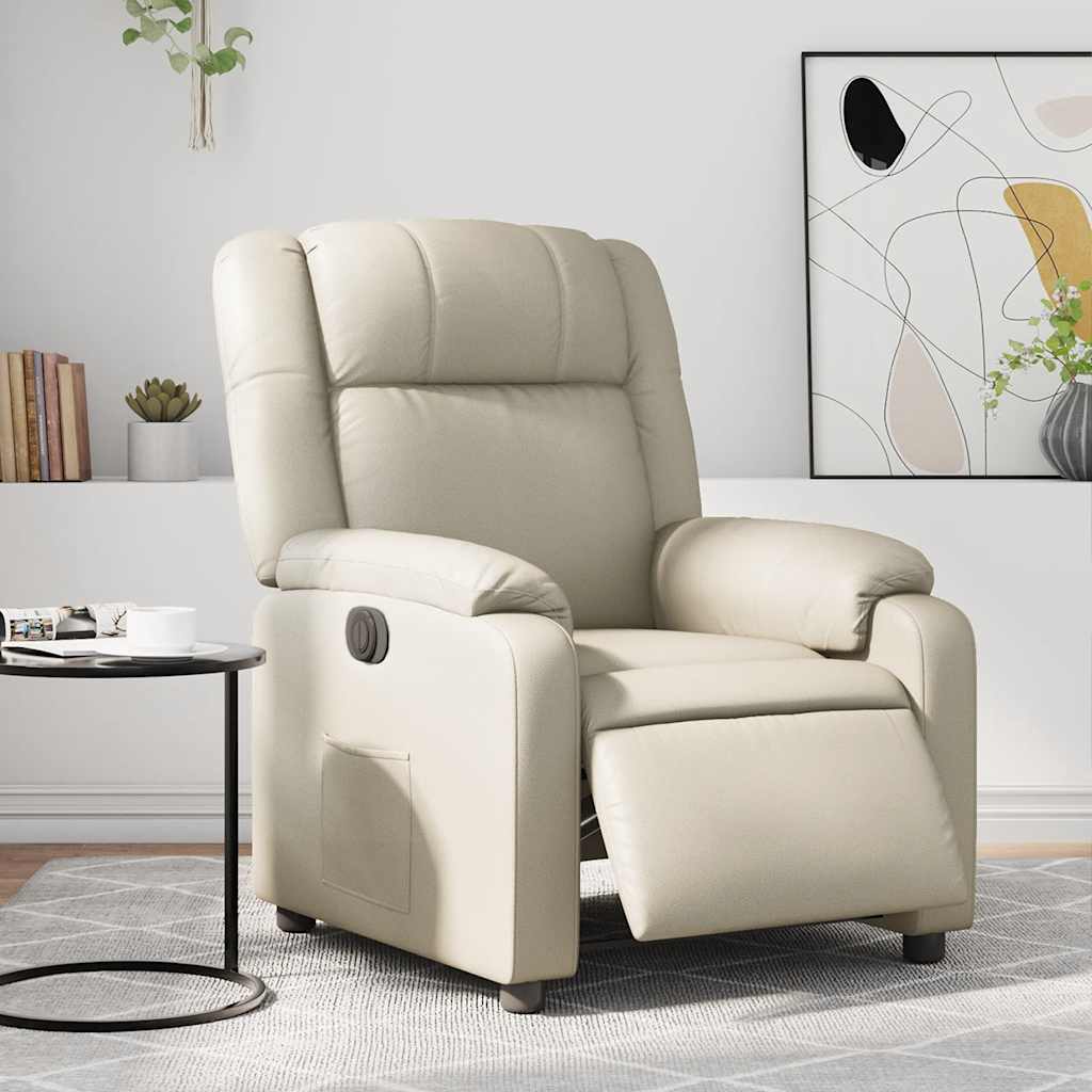 Poltrona Reclinabile Elettrica Crema in Similpelle | homemem39