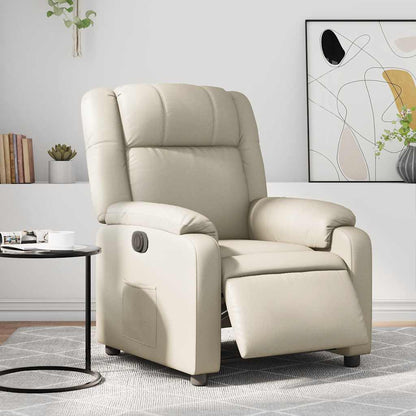 Poltrona Reclinabile Elettrica Crema in Similpelle | homemem39