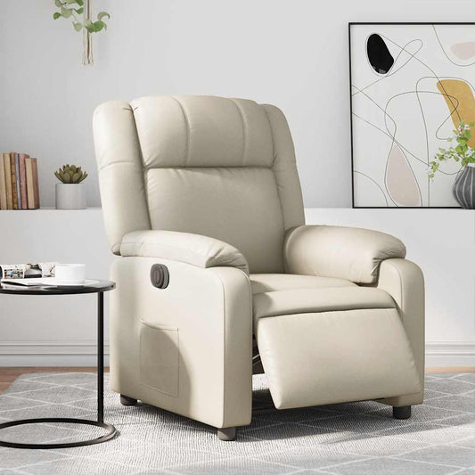 Poltrona Reclinabile Elettrica Crema in Similpelle | homemem39
