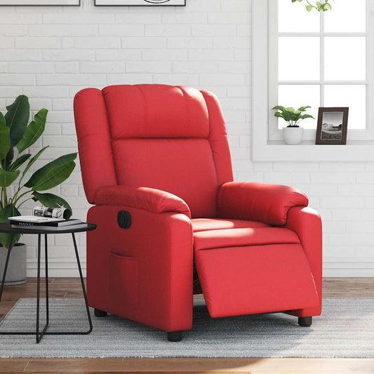 Poltrona Reclinabile Elettrica Rossa in Similpelle - homemem39