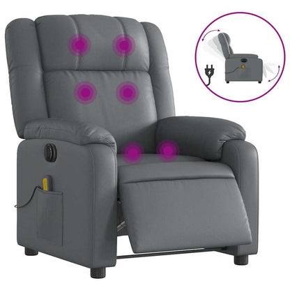 Poltrona Massaggiante Elettrica Reclinabile Grigio Similpelle | homemem39