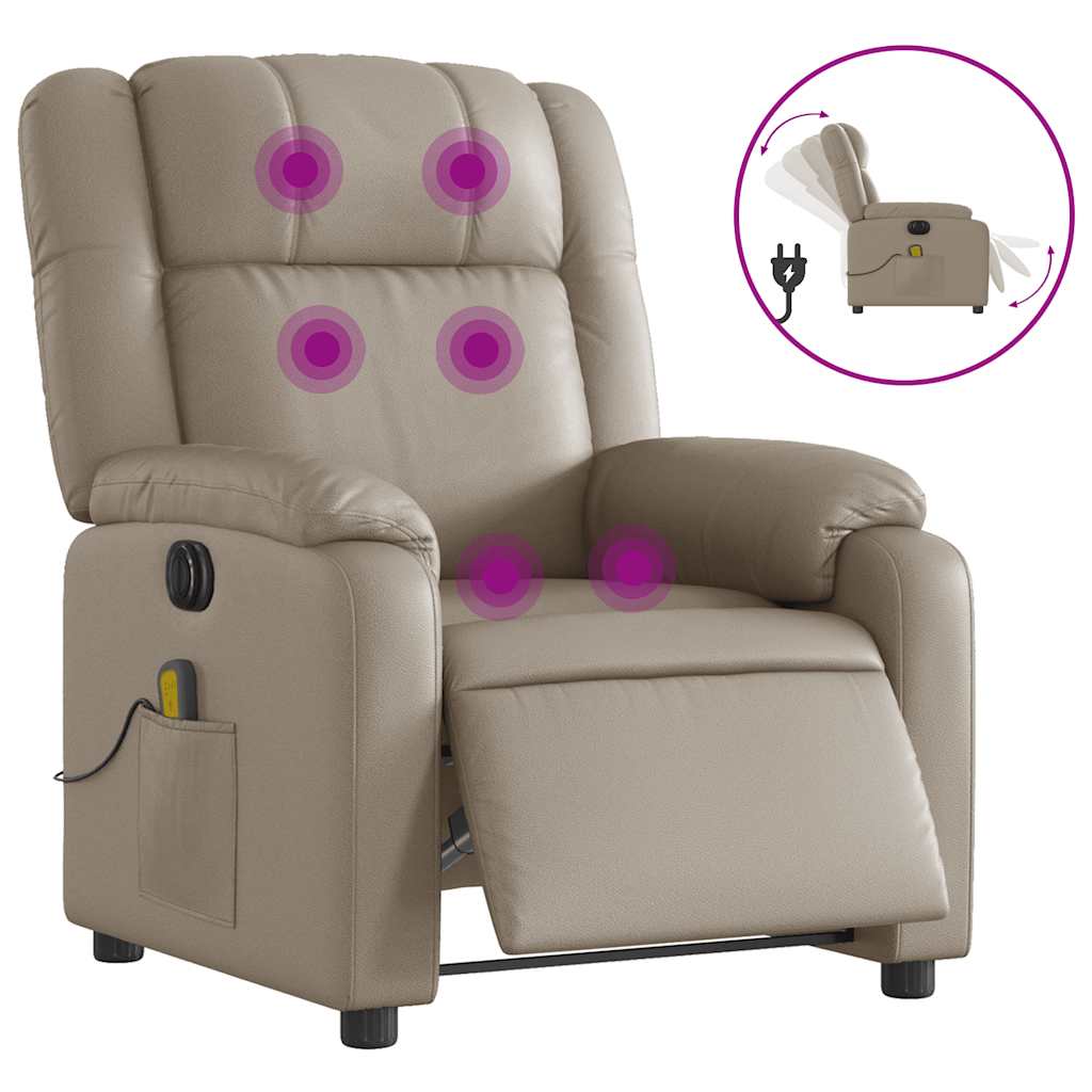 Poltrona Reclinabile Massaggio Elettrica Cappuccino Similpelle - homemem39