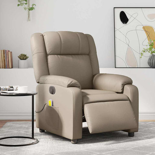 Poltrona Reclinabile Massaggio Elettrica Cappuccino Similpelle - homemem39