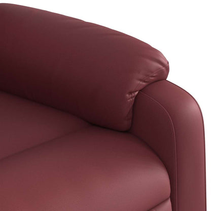 Poltrona Alzapersone Massaggi Reclinabile Rosso Vino Similpelle - homemem39