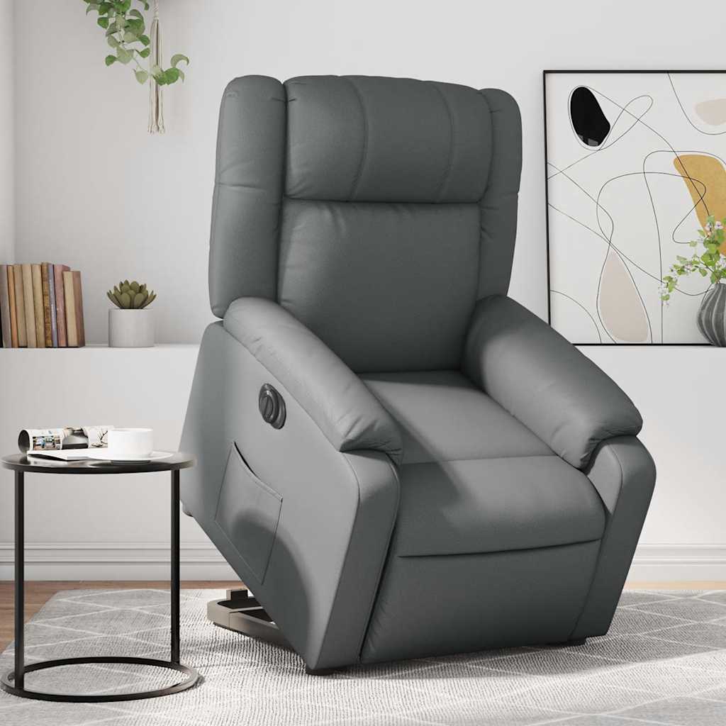 Poltrona Alzapersona Elettrica Reclinabile Grigio in Similpelle | homemem39