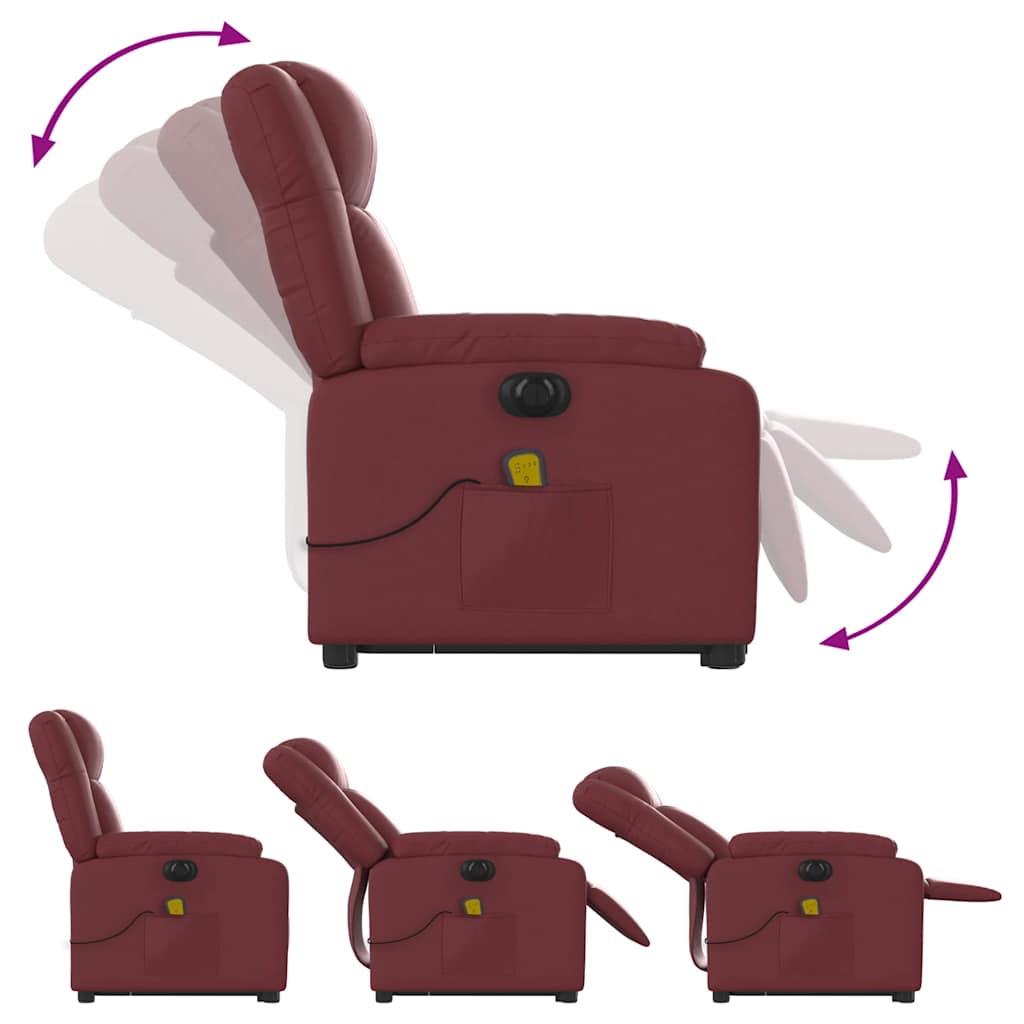 Poltrona Alzapersona Reclinabile Rosso Vino in Similpelle | homemem39