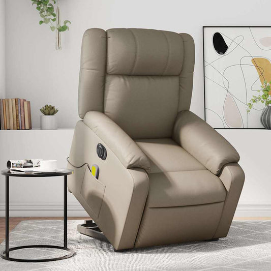 Poltrona Alzapersona Massaggio Elettrica Cappuccino Similpelle - homemem39
