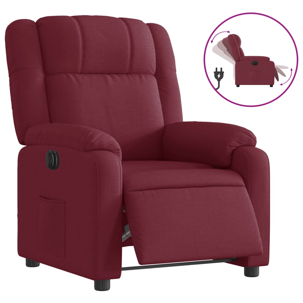 Poltrona Elettrica Reclinabile Rosso Vino in Tessuto | homemem39