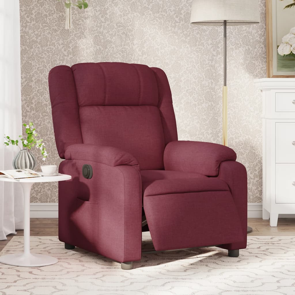 Poltrona Elettrica Reclinabile Rosso Vino in Tessuto | homemem39