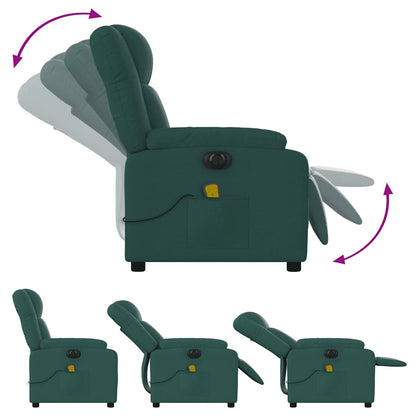 Poltrona Massaggiante Reclinabile Elettrica Verde Scuro Tessuto | homemem39