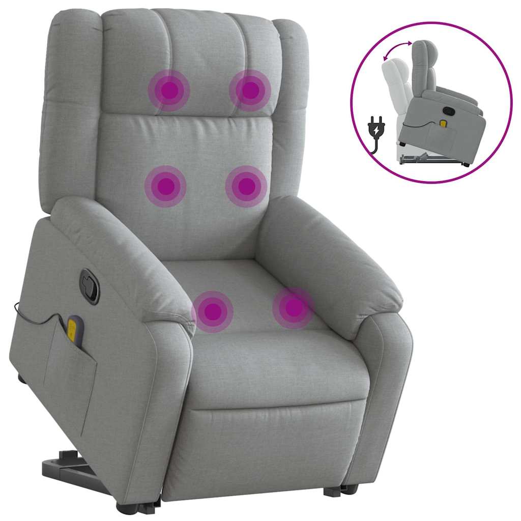 Poltrona Alzapersona Massaggi Reclinabile Grigio Chiaro Tessuto | homemem39