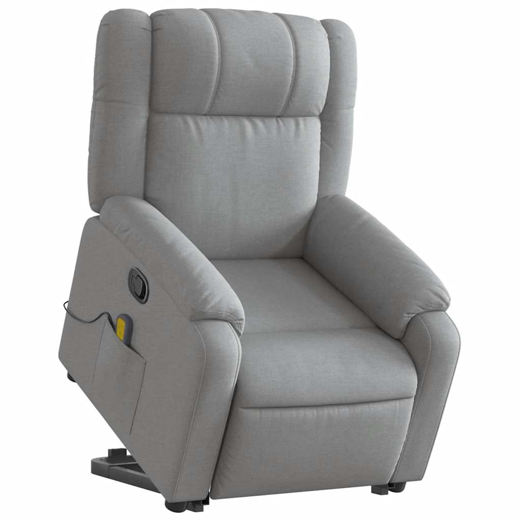 Poltrona Alzapersona Massaggi Reclinabile Grigio Chiaro Tessuto | homemem39