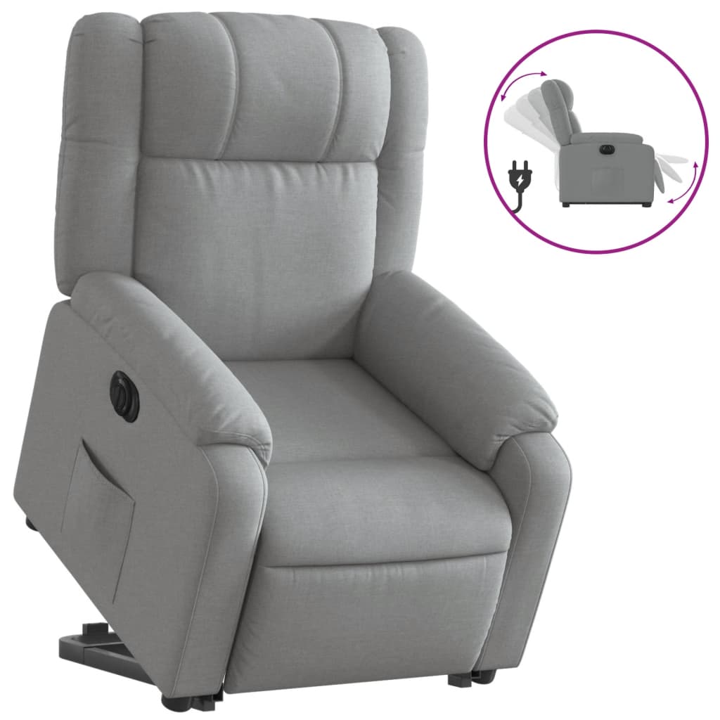 Poltrona Reclinante Alzapersona Elettrica Grigio Chiaro Tessuto | homemem39
