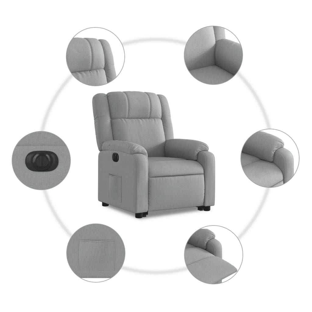 Poltrona Reclinante Alzapersona Elettrica Grigio Chiaro Tessuto | homemem39