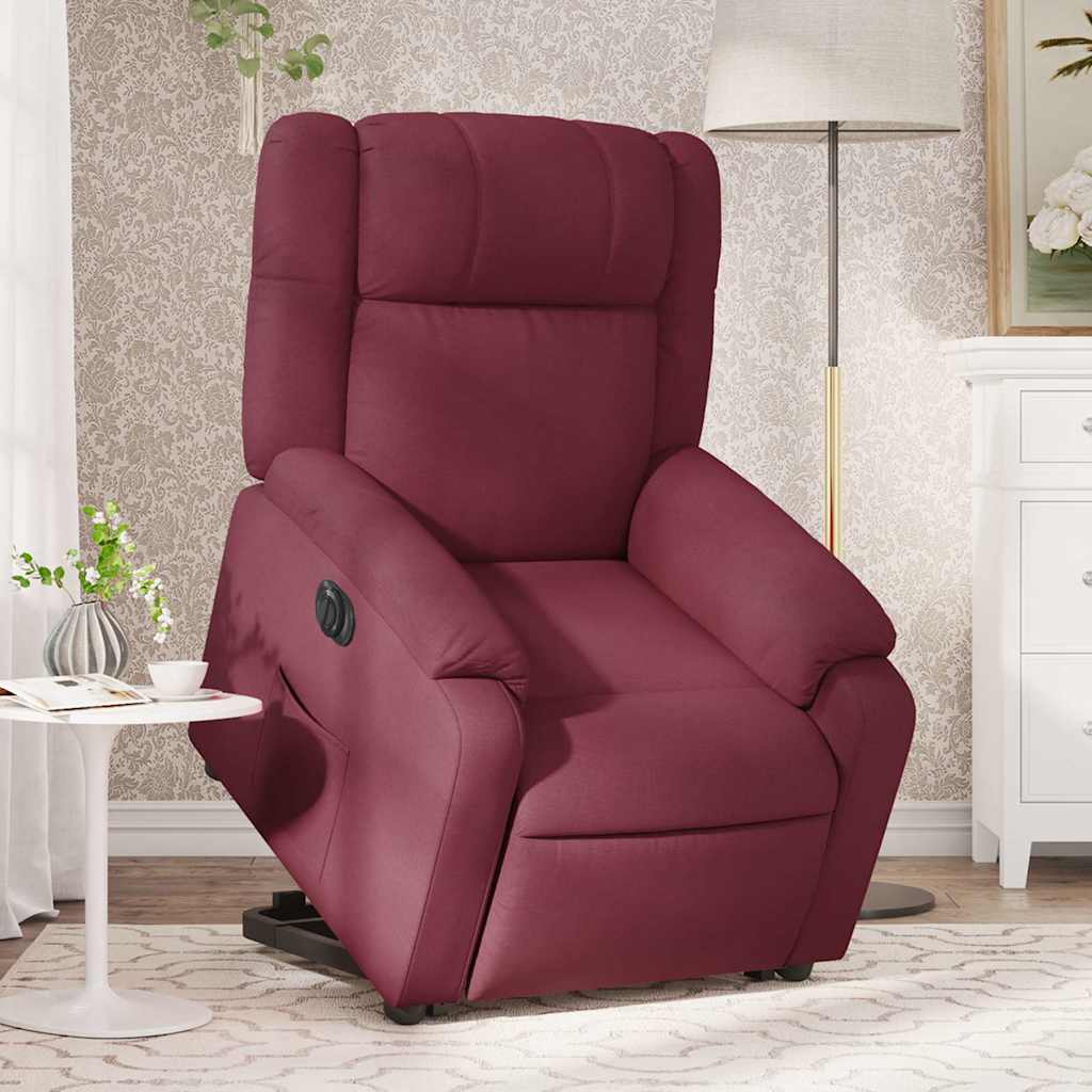Poltrona Alzapersona Reclinabile Elettrica Rosso Vino Tessuto | homemem39