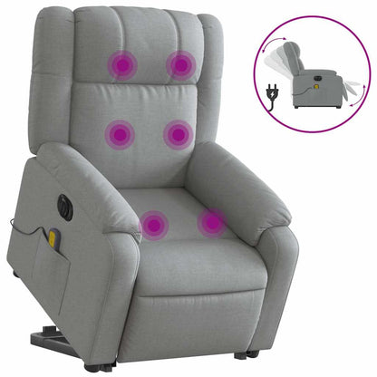 Poltrona Alzapersona Massaggi Elettrica Grigio Chiaro Tessuto | homemem39