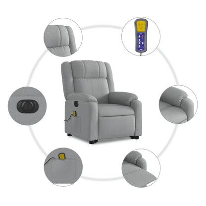 Poltrona Alzapersona Massaggi Elettrica Grigio Chiaro Tessuto | homemem39