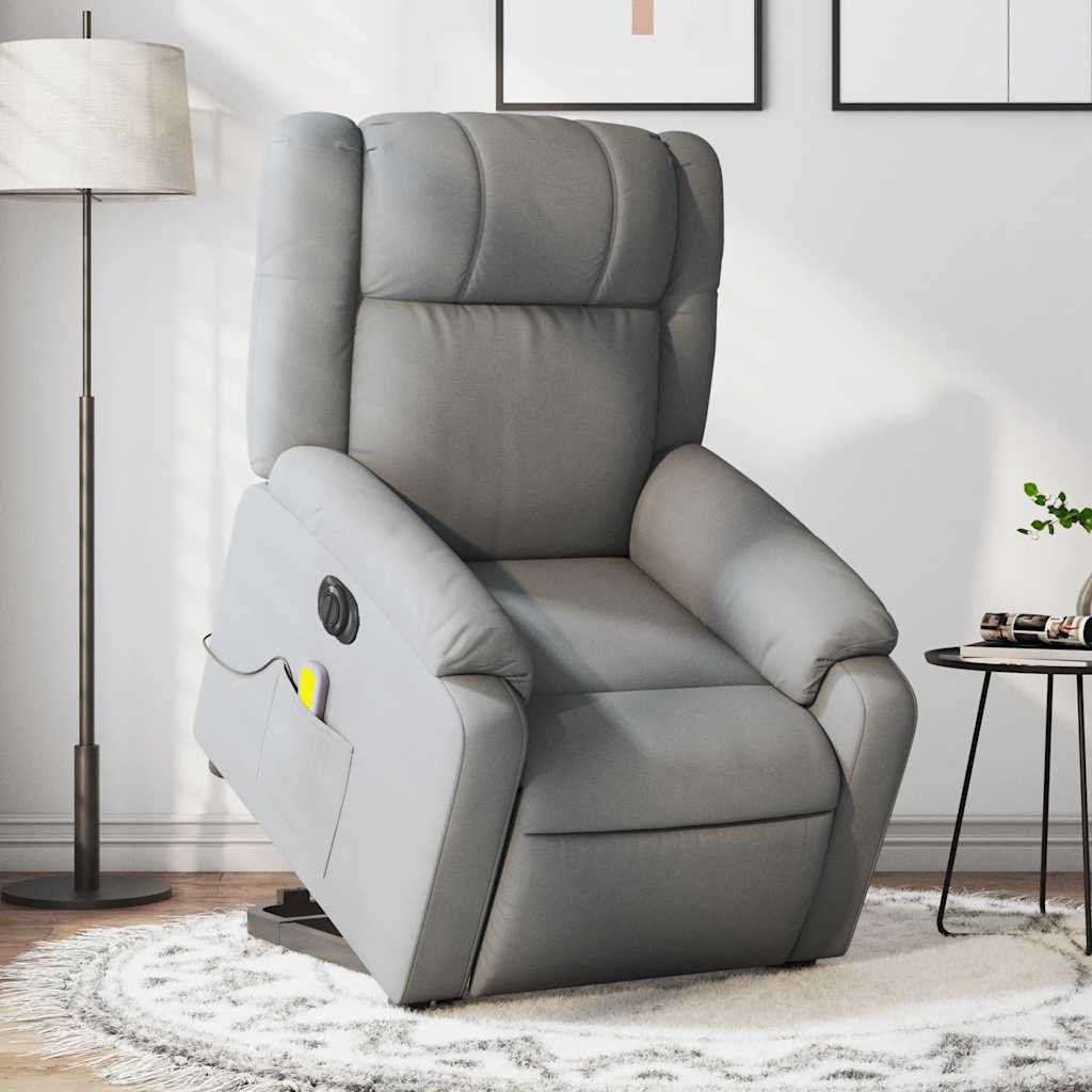 Poltrona Alzapersona Massaggi Elettrica Grigio Chiaro Tessuto | homemem39