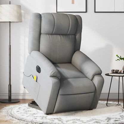 Poltrona Alzapersona Massaggi Elettrica Grigio Chiaro Tessuto | homemem39
