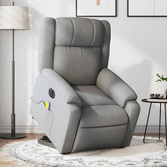 Poltrona Alzapersona Massaggi Elettrica Grigio Chiaro Tessuto | homemem39