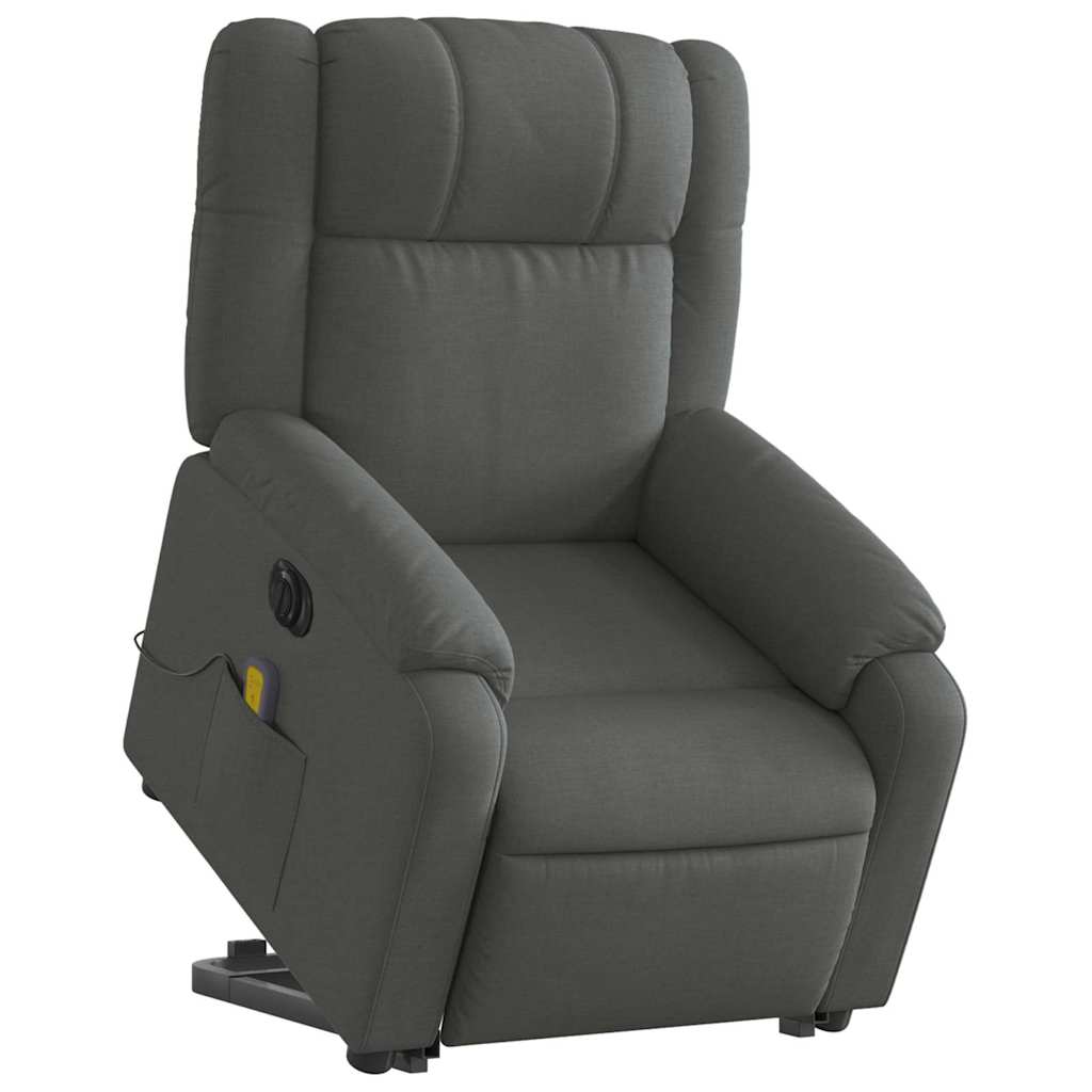 Poltrona Alzapersona Massaggi Elettrica Grigio Scuro Tessuto - homemem39