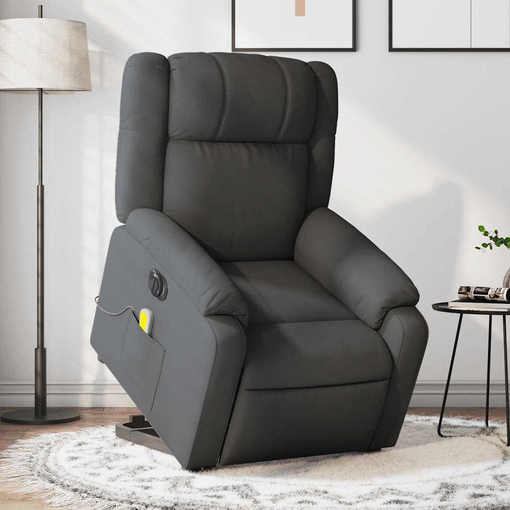 Poltrona Alzapersona Massaggi Elettrica Grigio Scuro Tessuto - homemem39