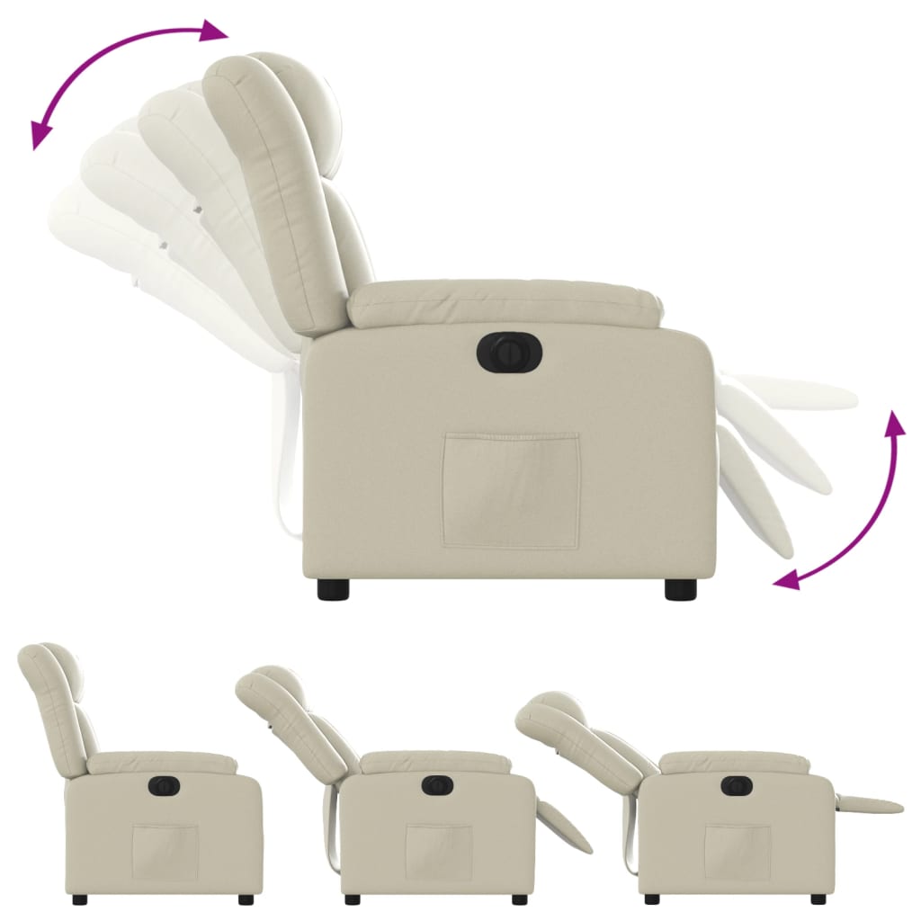 Poltrona Reclinabile Elettrica Crema in Similpelle | homemem39