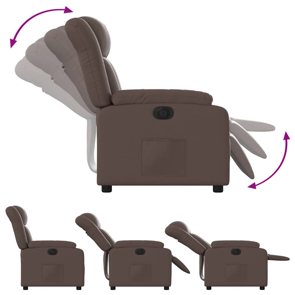 Poltrona Reclinabile Elettrica Marrone in Similpelle | homemem39