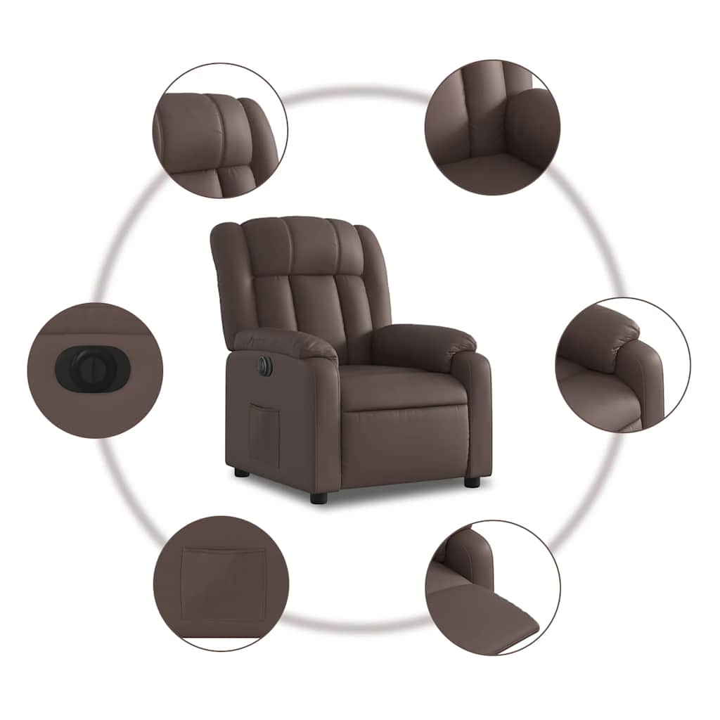 Poltrona Reclinabile Elettrica Marrone in Similpelle | homemem39