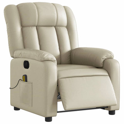Poltrona Massaggiante Elettrica Reclinabile Crema Similpelle - homemem39