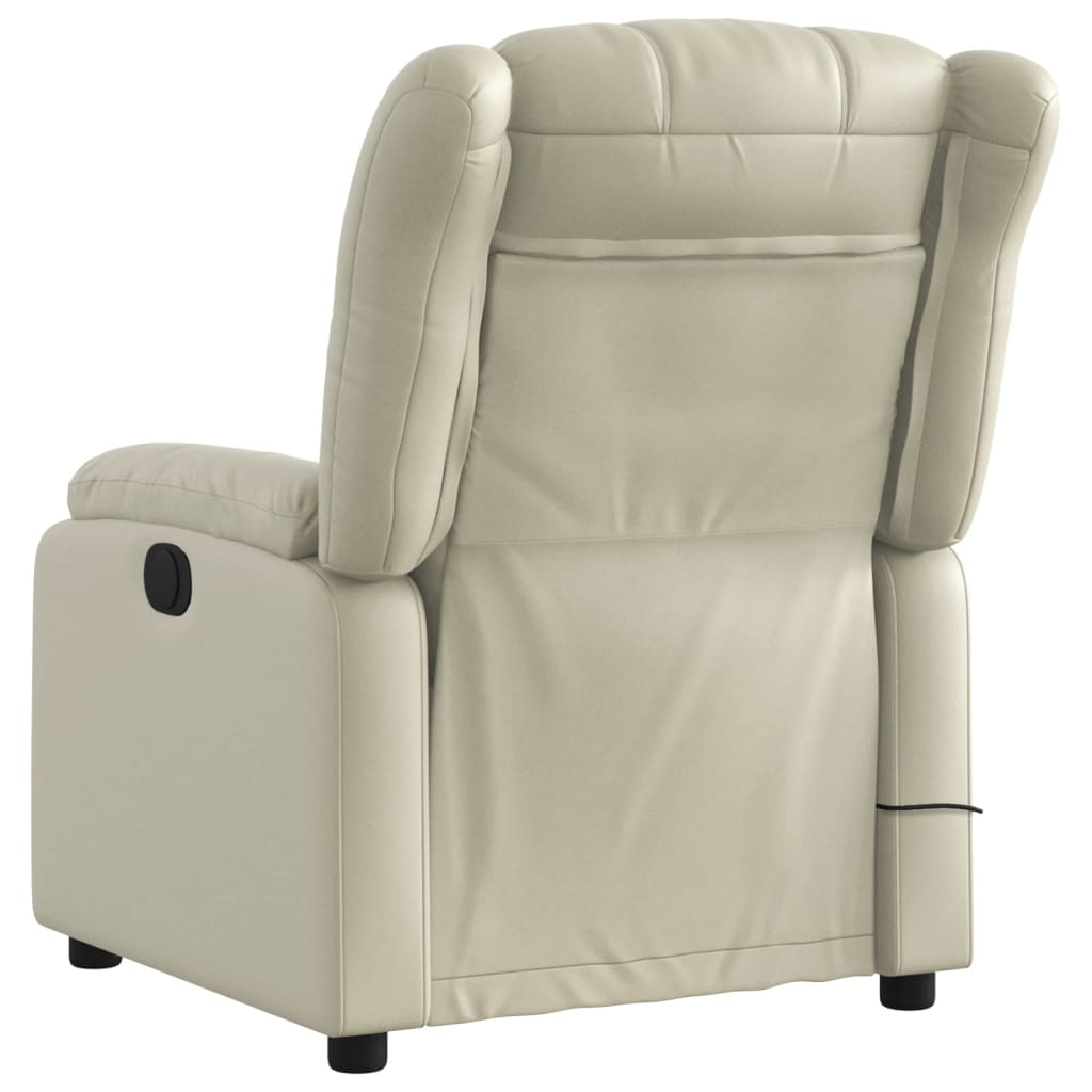 Poltrona Massaggiante Elettrica Reclinabile Crema Similpelle - homemem39