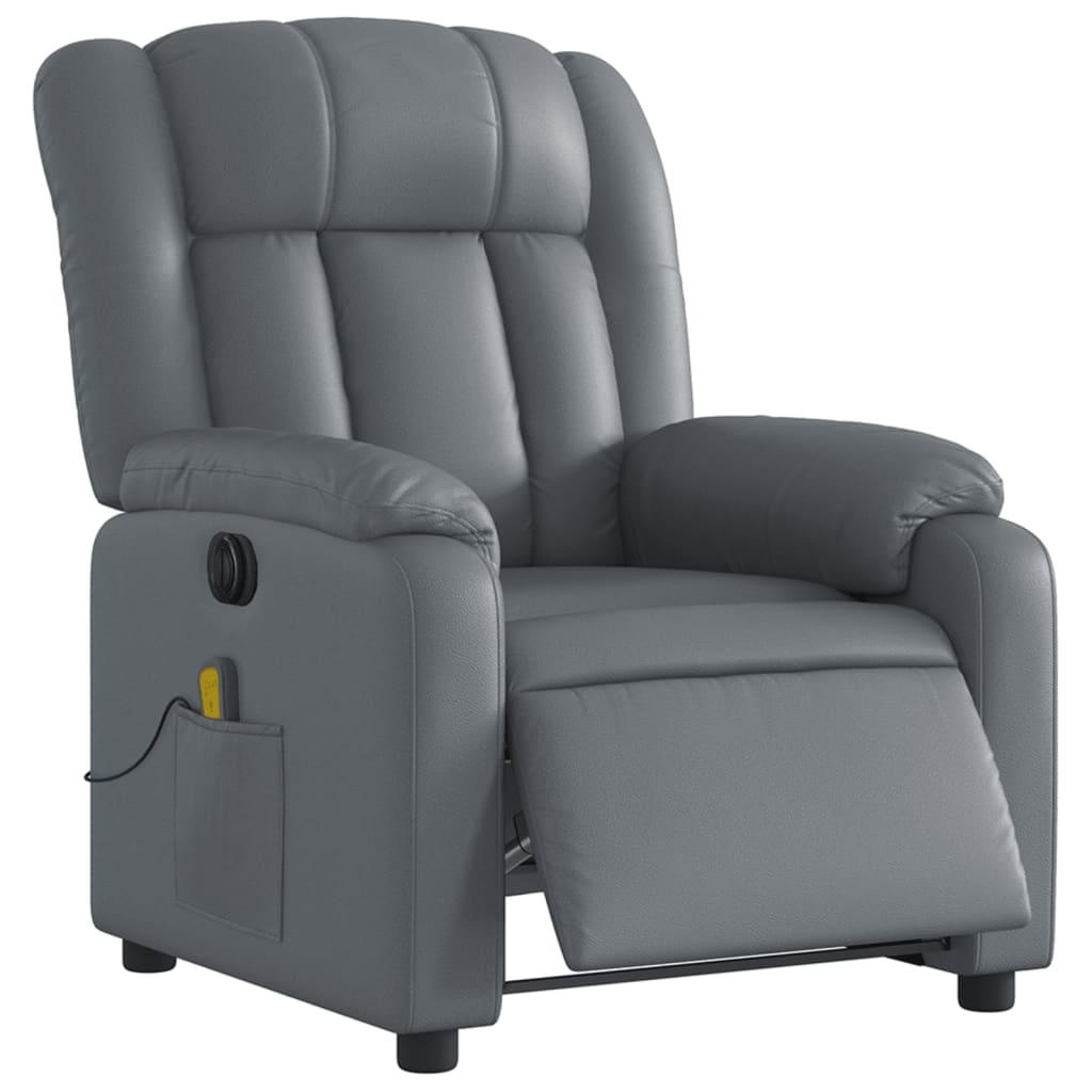 Poltrona Massaggiante Elettrica Reclinabile Grigio Similpelle - homemem39