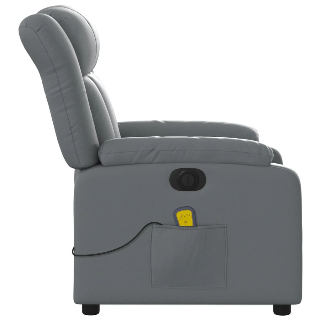 Poltrona Massaggiante Elettrica Reclinabile Grigio Similpelle - homemem39