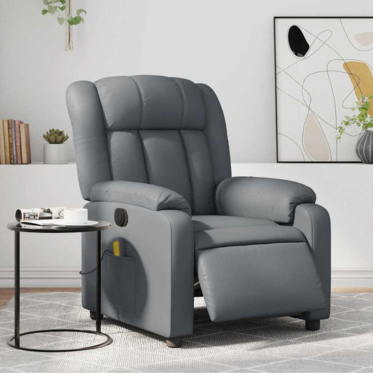 Poltrona Massaggiante Elettrica Reclinabile Grigio Similpelle | homemem39