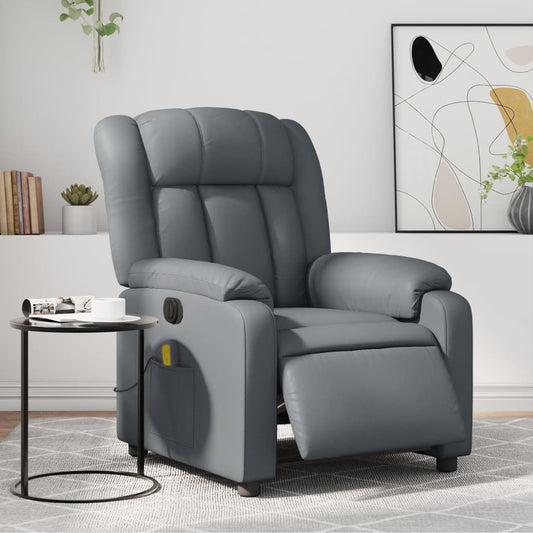 Poltrona Massaggiante Elettrica Reclinabile Grigio Similpelle - homemem39