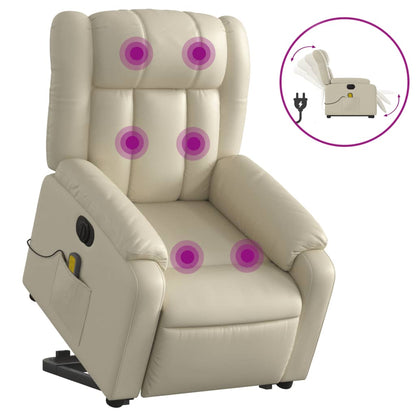 Poltrona Alzapersona Elettrica Reclinabile Crema in Similpelle - homemem39