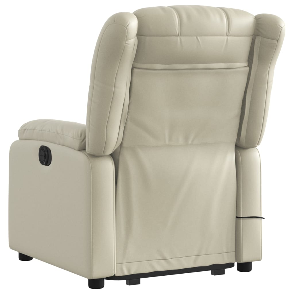 Poltrona Alzapersona Elettrica Reclinabile Crema in Similpelle - homemem39