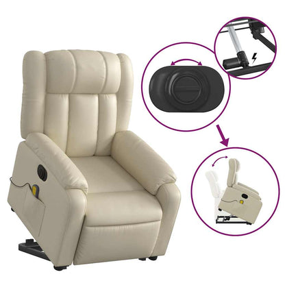Poltrona Alzapersona Elettrica Reclinabile Crema in Similpelle | homemem39