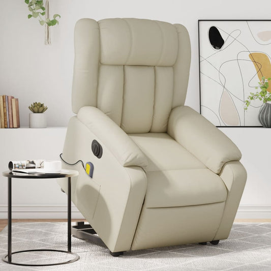 Poltrona Alzapersona Elettrica Reclinabile Crema in Similpelle - homemem39