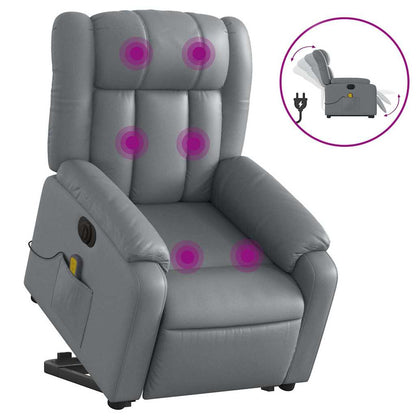 Poltrona Alzapersona Elettrica Reclinabile Grigio in Similpelle - homemem39