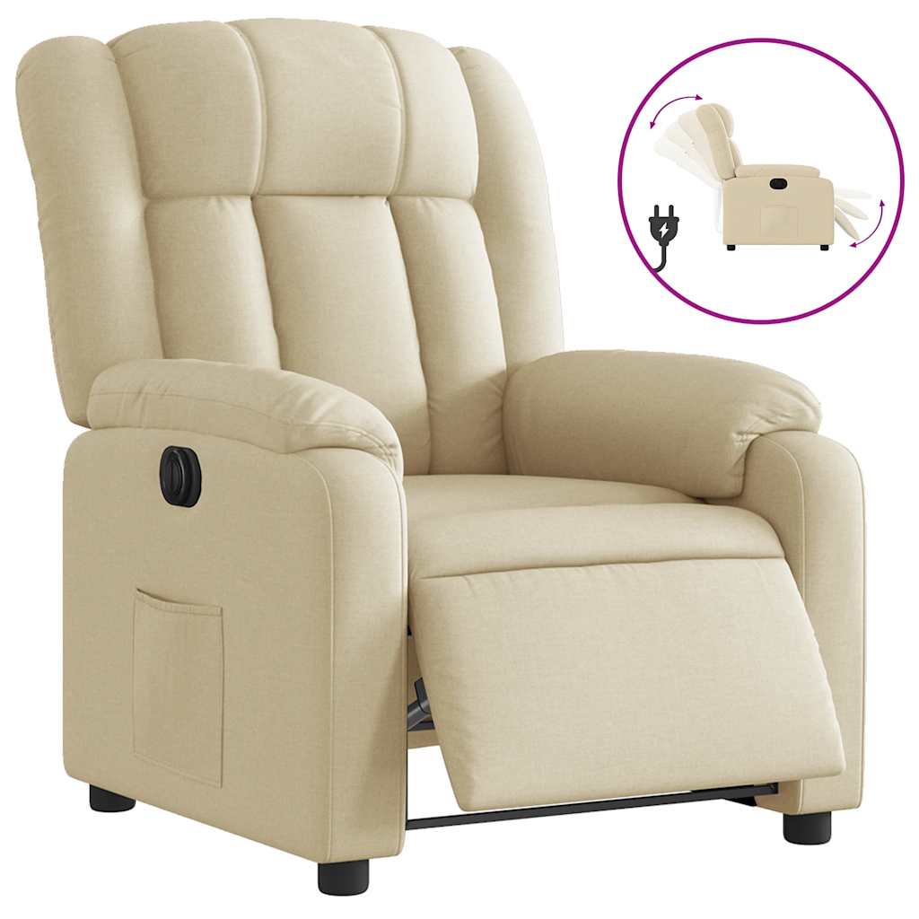 Poltrona Elettrica Reclinabile Crema in Tessuto | homemem39